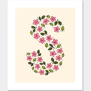 Floral Monogram Letter S Posters and Art